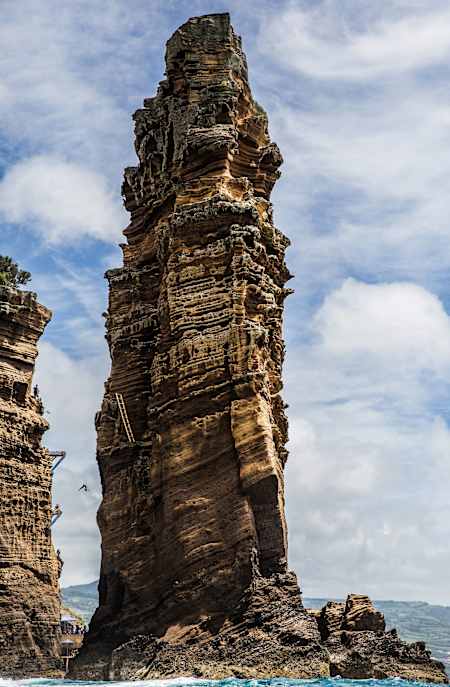Orlando Duque dives from the 27 metre platform at Islet Franca do Campo during the third stop of the Red Bull Cliff Diving World Series, Sao Miguel, Azores, Portugal on July 9th 2016.