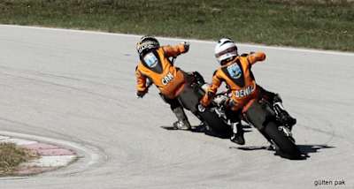 Can Öncü with his brother at the 85cc Supermoto EU Championship in Pleven