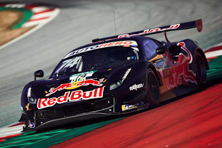 La voiture officielle du pilote Felipe Fraga lors 'essais avant le championnat DTM 2022 sur le Red Bull Ring.