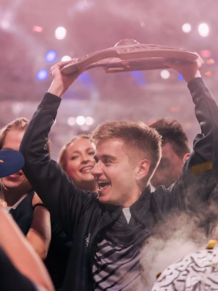 OG players celebrate winning The International 9 in Shanghai, China on August 25, 2019.