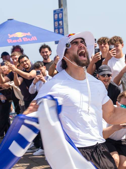 Arda Saatçi celebrates at Red Bull Cyborg Season Ultra 600 finish