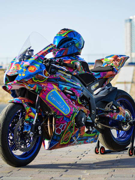 Famous Truck Art on Usman Ghani's motorbike