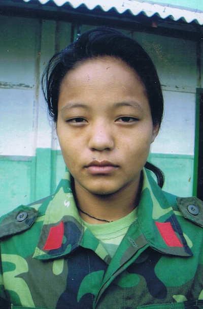 An image of ultrarunner Mira Rai in army uniform.
