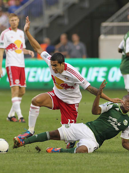 Tim Cahill on the pitch for the New York Red Bulls