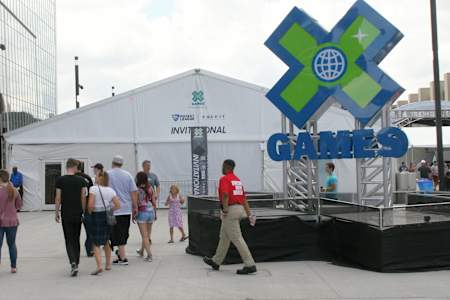 The big, white tent was next to the stadium doors