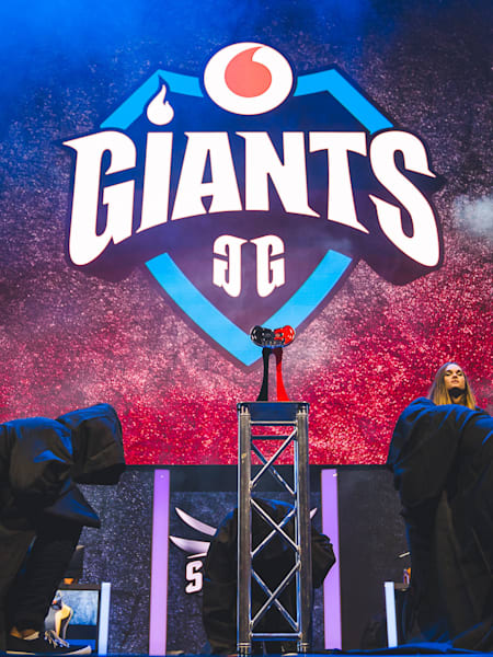 The Giants logo on screen at the SuperLiga finals