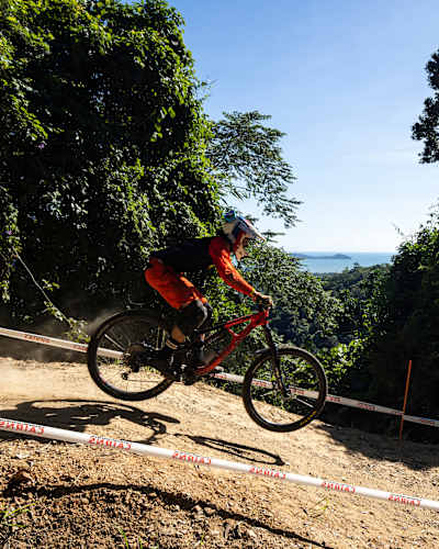 Competitor performs during the downhill at Crankworx in Cairns, Australia on May 18, 2023.