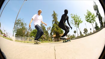 An image of Joey Brezinski skating at The Berrics in Los Angeles, USA.