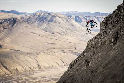 Carson Storch performs while filming North of Nightfall on Axel Heiberg Island, Canada in July of 2017.