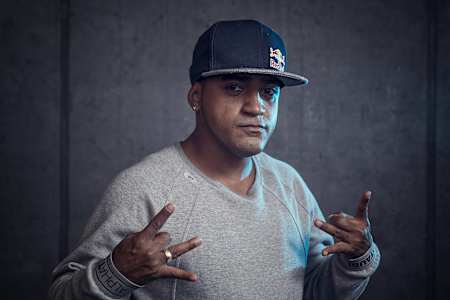 Red Bull BC One All Star Pelezinho from Brazil poses for a photo during a photo and video shoot in Salzburg, Austria, on August 8, 2017.