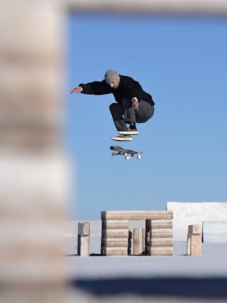 Vladik Scholz doing a pop shove it in Uyuni Salt Flats, Bolivia in 2017