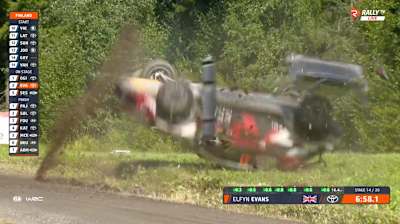 Evans rolled dramatically on Saturday morning in Finland