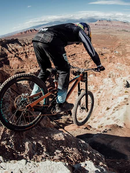 Szymon Godziek performs at Red Bull Rampage in Virgin, Utah, USA on October 13, 2021.