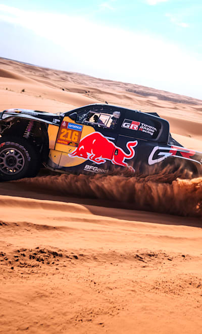 Seth Quintero (USA) and Dennis Zenz (GER) of Toyota Gazoo Racing race during stage 08 of Rally Dakar 2024 from Al Duwadimi to Hail, Saudi Arabia on January 15, 2024.