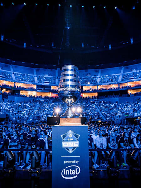 A photo of the trophy from ESL One Cologne 2018.