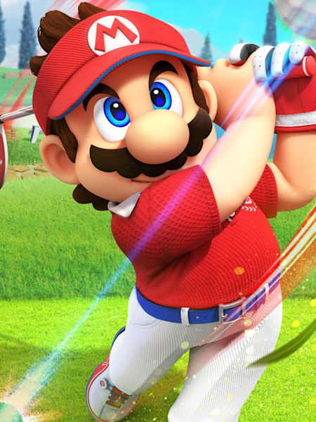 Mario schlägt den Ball ab, während seine Freunde zusehen