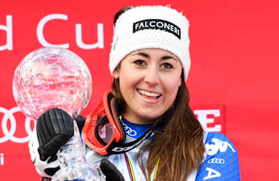 Sofia Goggia is happy about a successful World Cup race.