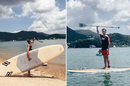 夏日炎炎，出海玩SUP成為新興潮流，素食達人Elvis Chan就跟教練上堂學SUP技術。