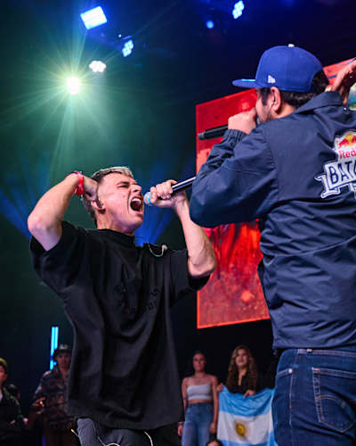 OG Frases and Nico B battle at Red Bull Batalla National Final USA 2023 at Gilley's Dallas, Texas, Nov 11, 2023.