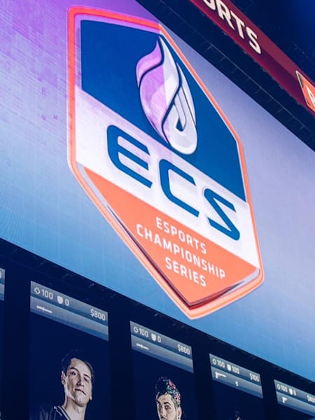 A photo of the ECS logo on-screen at the Season 2 finals.