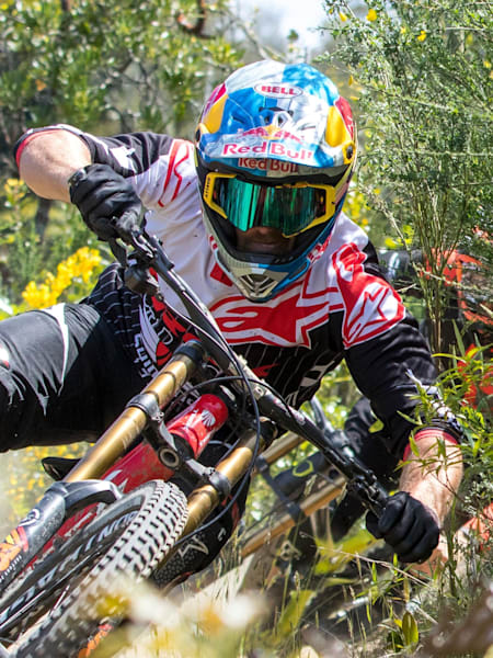 Brook Macdonald rides downhill in New Zealand.