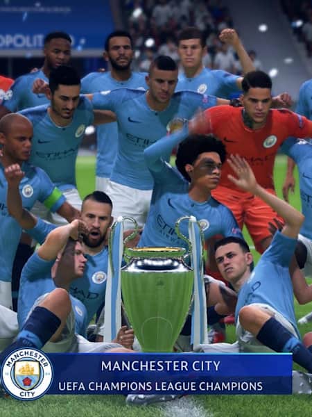 An image of Manchester City winning the Champions League in FIFA 19