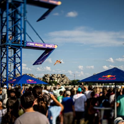 In 2024, Carlota Gonzales Pereiro dives at Red Bull Cliff Diving event in Montreal