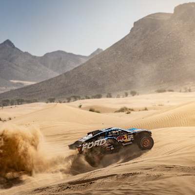 Mattias Ekström and Emil Bergkvist are seen at third stage of the Rally du Maroc 2024 in Mengoub, Morocco on October 9, 2024