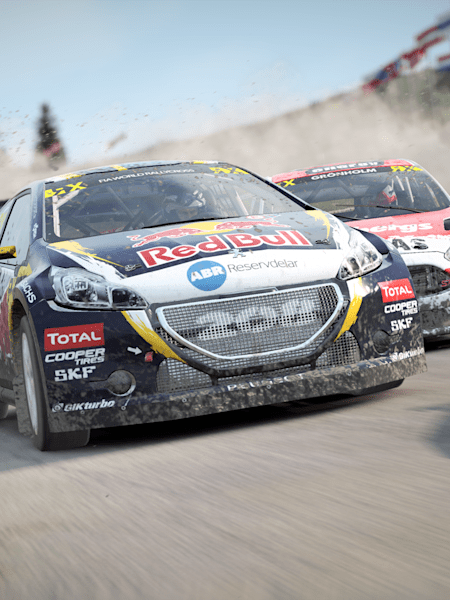 A shot of two cars racing in Dirt 4