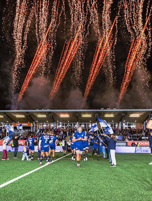East Stand fireworks and player run-out
