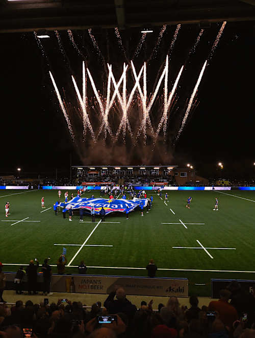 East Stand fireworks ahead of Newcastle Red Bulls vs Leicester Tigers