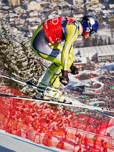 Aksel Lund Svindal lors de la descente d'Hahnenkamm à Kitzbühel, le 26 janvier 2013.