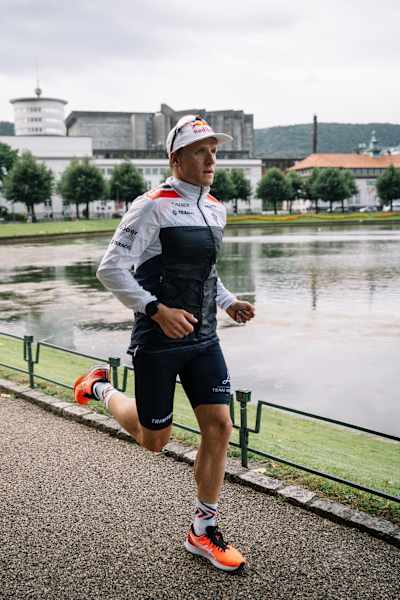 Kristian Blummenfelt running in Bergen, Norway.