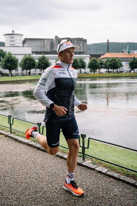 Kristian Blummenfelt running in Bergen, Norway.