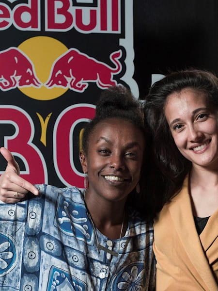 Niki, Farah and AT pose for at photo at the Red Bull BC One Camp Austria 2018.