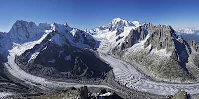 Great panorama of the Mont Blanc Mer de Glace.