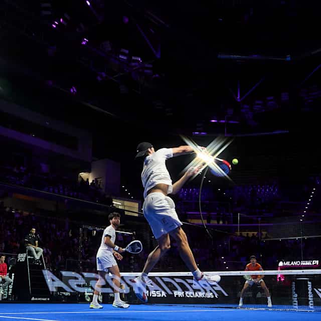 Action from a Premier Padel game.