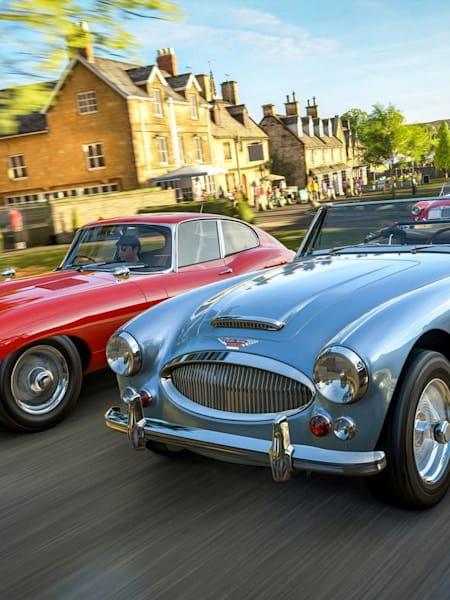 A screenshot of the 1964 Jaguar Lightweight E-Type in Forza Horizon 4