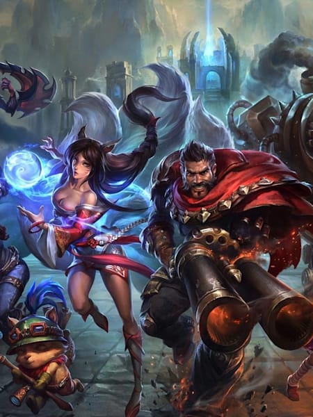 Artwork of various champions from League of Legends.