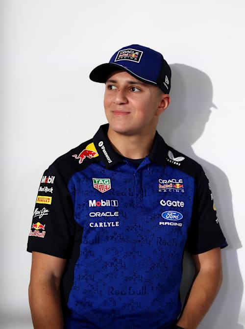 Isack Hadjar during the Red Bull Racing season launch at Michigan Central Station in Detroit, Michigan.