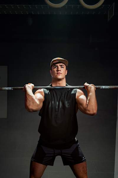 Victor Hoffer, 22, from Alsace, photographed lifting weights for The Red Bulletin in Paris.