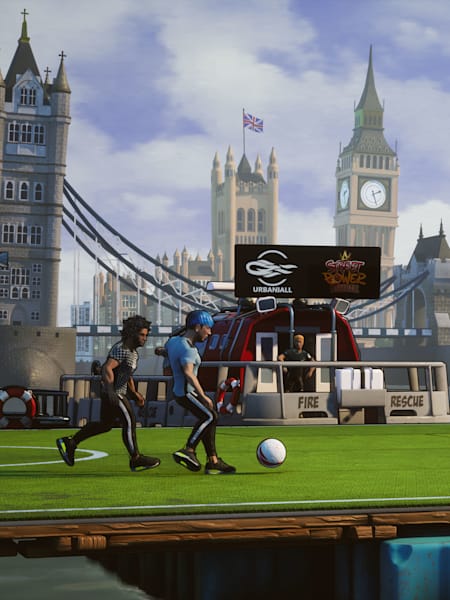 Screenshot of characters competing in London in Street Power Football