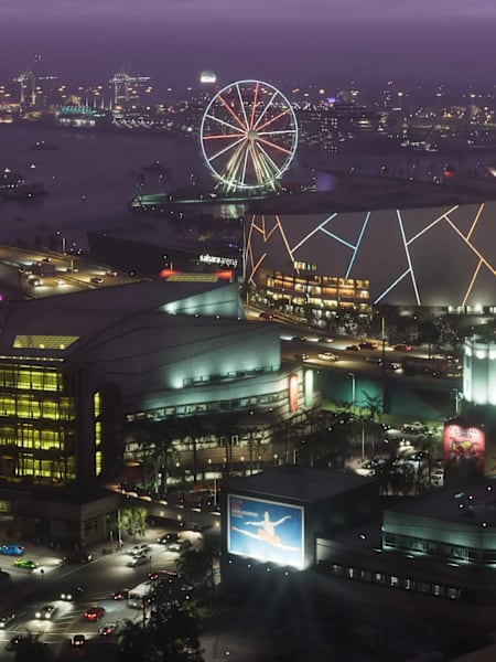Vice City, la ville inspirée de Miami dans le jeu vidéo Grand Theft Auto.