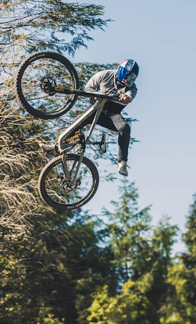 Matt Jones at the Red Bull Mountain Bike Performance Camp in Machynlleth in May 2023, Wales.