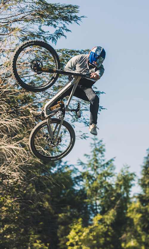 Matt Jones at the Red Bull Mountain Bike Performance Camp in Machynlleth in May 2023, Wales.