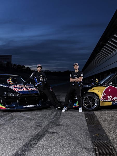 Elias Hountondji and Johannes Hountondji pose for a portrait at the Hockenheimring in Germany.