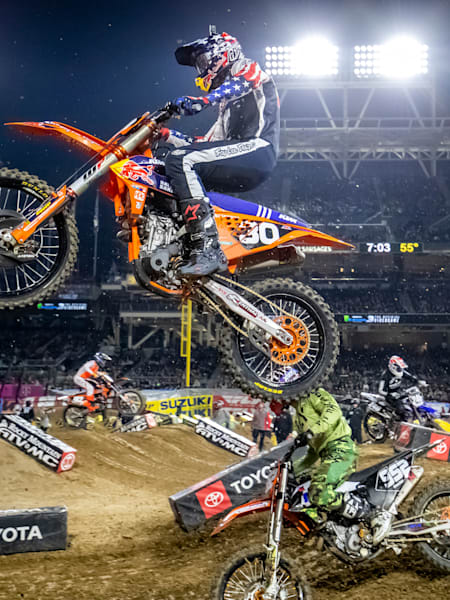 Brandon Hartranft races at Round 6of the AMA Supercross Series in San Diego.