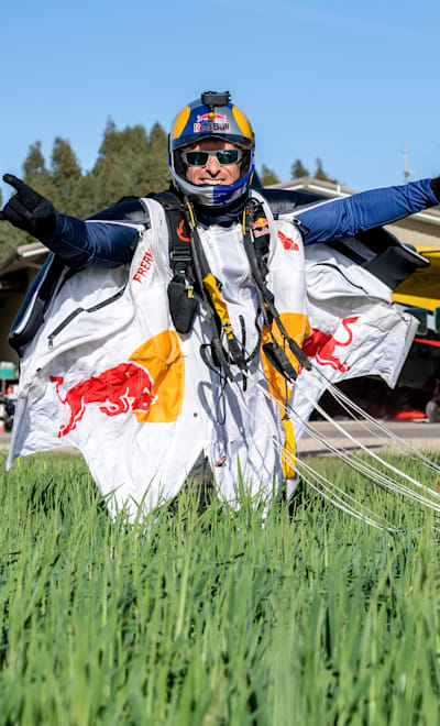 Sean MacCormac poses for a portrait after he lands at the 2021 Red Bull Air Force Training Camp in Los Alamos, California, USA on 8 April, 2021.