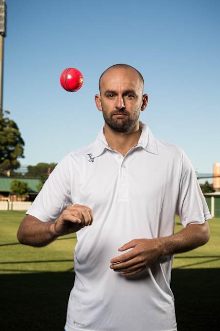 Australian off-spin bowler Nathan Lyon with the pink Kookaburra cricket ball.