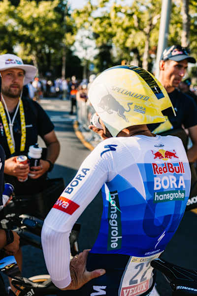 On July 4, 2026, Mattia Cattaneo of Red Bull – BORA – hansgrohe prepares for Stage 1 team time trial at the 113th Tour de France in Barcelona, Spain